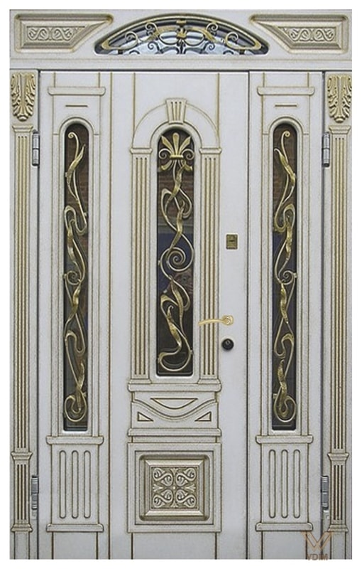 Двери входные, двуполые с фрамугой